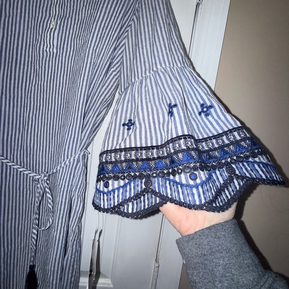 Ralph Lauren Blue and White Striped Dress with Navy Lace - Picture 6 of 7